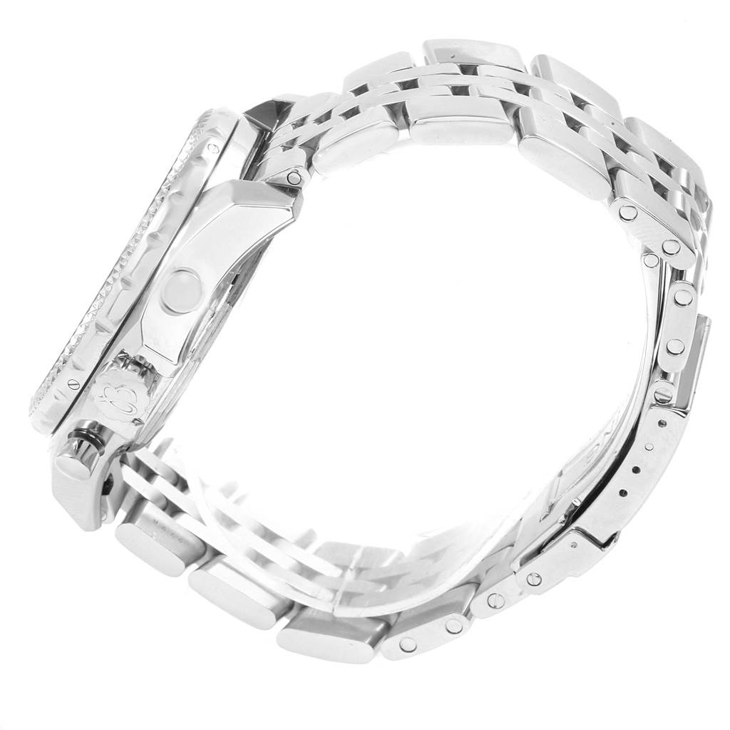 The image shows the side view of a Breitling Bentley A13362 Men's Stainless Steel Blue Dial A13362 Men's Stainless Steel Blue Dial watch, highlighting the bracelet and case.