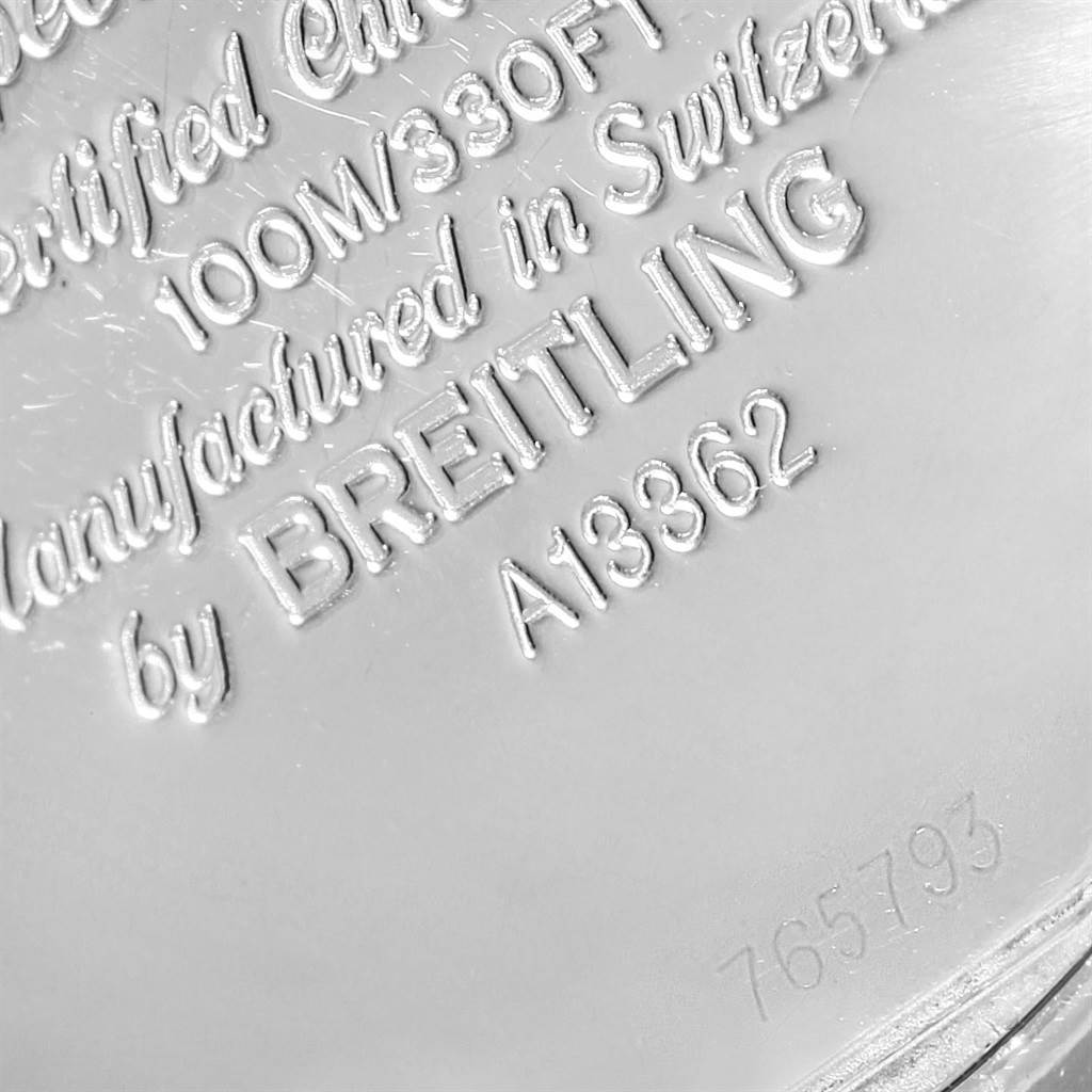 This close-up image shows the engraved details on the back of a Bentley model by Breitling watch.