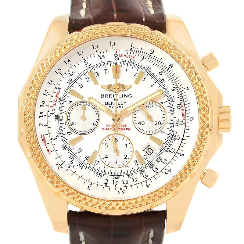 Breitling Bentley Yellow Gold White Dial Chronograph Watch K25362 SwissWatchExpo