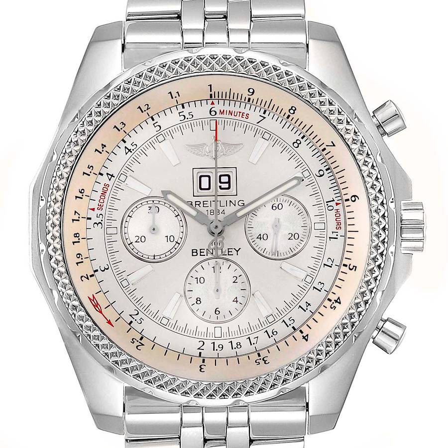 Breitling Bentley Motors Silver Dial Chronograph Mens Watch A44362 Box Papers SwissWatchExpo