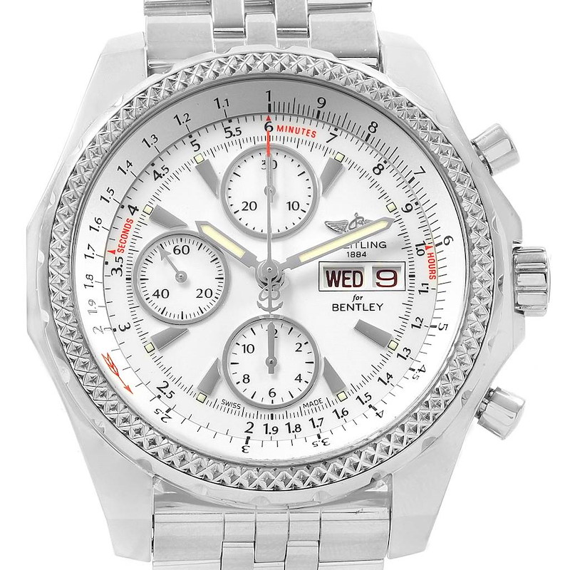 Breitling Bentley Motors GT White Dial Mens Watch A13362 Box Papers SwissWatchExpo