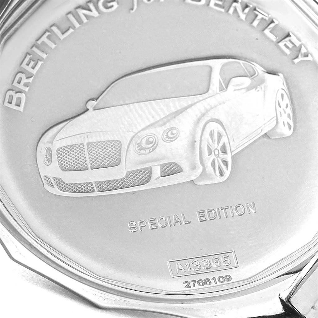 This image shows the engraved case back of the Breitling for Bentley Special Edition model.