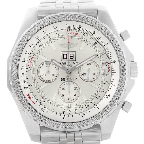 Photo of Breitling Bentley Motors Silver Dial Chronograph Watch A44362 Box Papers