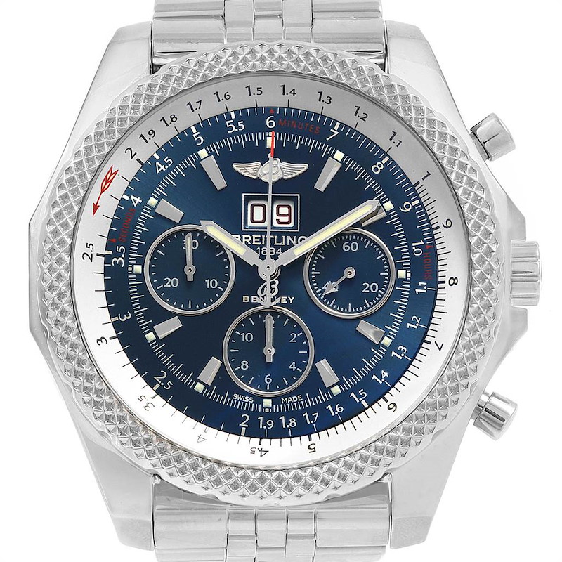 Breitling Bentley 6.75 Speed Chronograph Blue Dial Mens Watch A44364 SwissWatchExpo