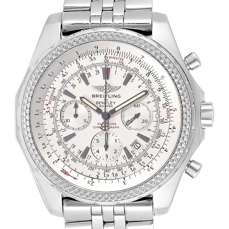 Breitling Bentley Motors Silver Dial Chronograph Watch A25362 Box Papers SwissWatchExpo