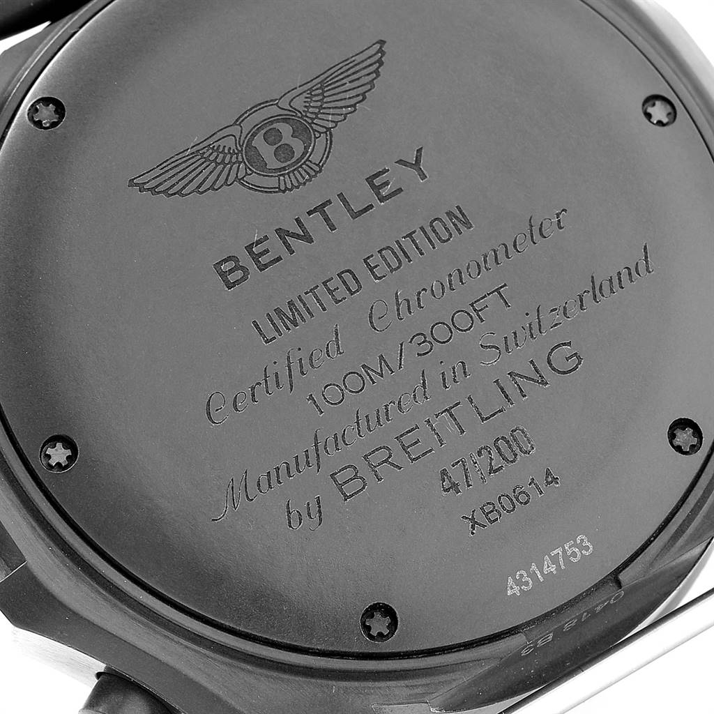This image shows the back case of a Breitling Bentley XB0614C1/C985-166S Men's Stainless Steel Black Dial XB0614C1/C985-166S Men's Stainless Steel Black Dial watch, displaying the model's engraved details.