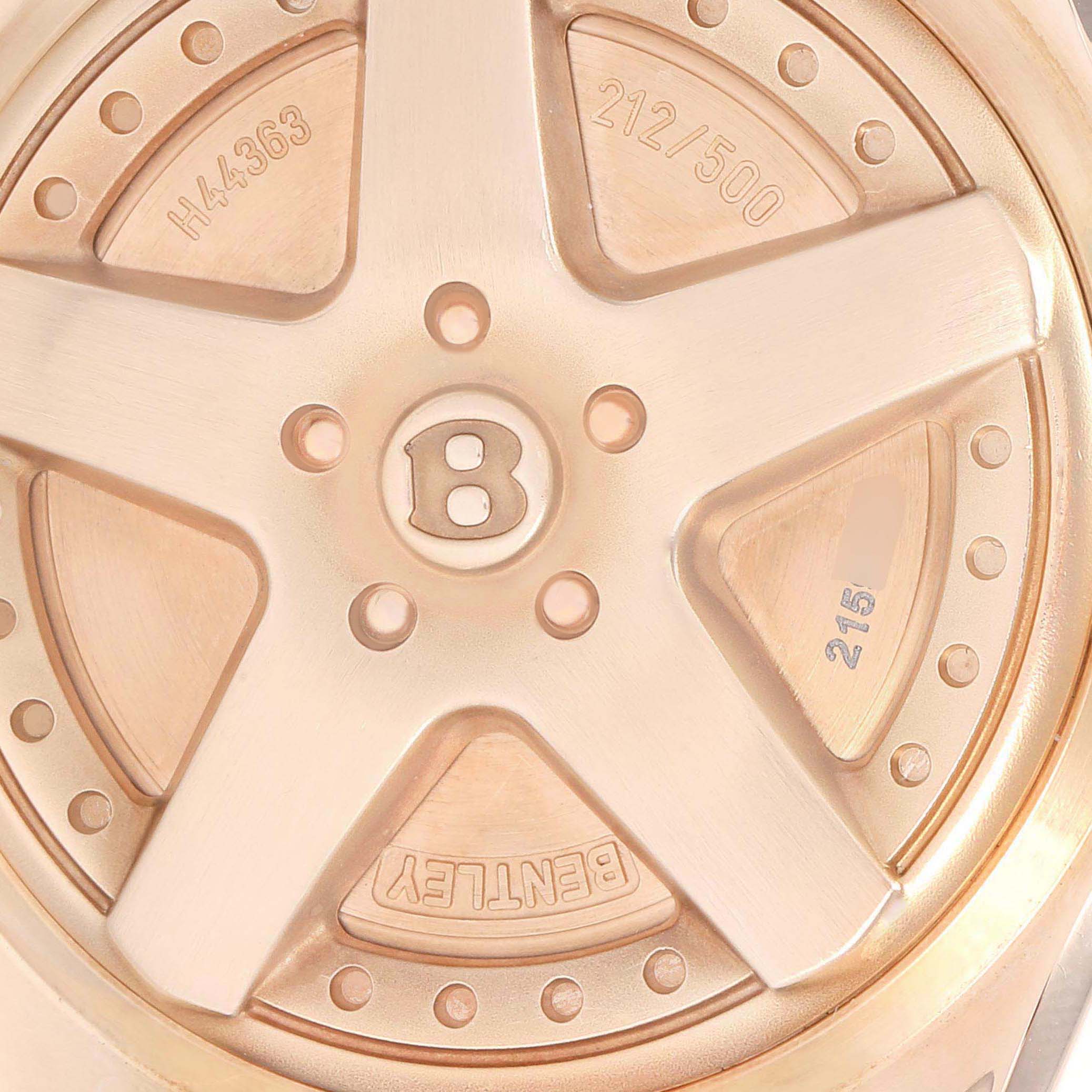 The image shows the back casing of a Bentley model watch by Breitling, featuring engraved details.