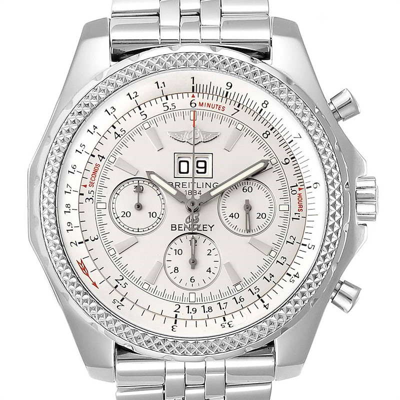 Breitling Bentley Motors Silver Dial Chronograph Watch A44362 Box Papers  SwissWatchExpo