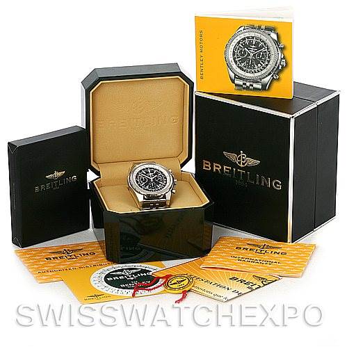 This image shows a Breitling watch along with its box, documentation, and accessories, not a Rolex Submariner A25362 Men's Steel and Gold (two tone) Black Dial A25362 Men's Steel and Gold (two tone) Black Dial.