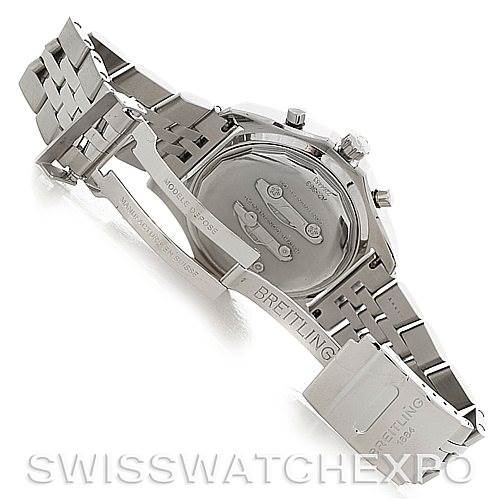 The image shows the backside and deployment clasp of a Breitling Bentley A25363 Men's Stainless Steel Blue Dial A25363 Men's Stainless Steel Blue Dial watch, displaying the metal bracelet and case back.