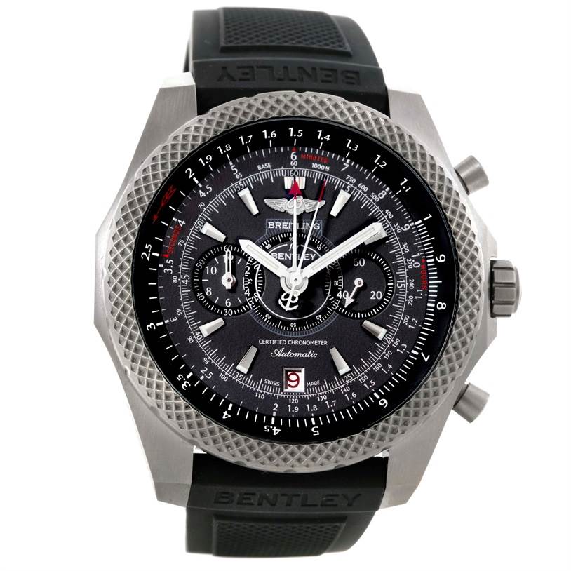 The image shows a Breitling Bentley E2736522/BC63 Men's Titanium Silver Dial E2736522/BC63 Men's Titanium Silver Dial watch from a front angle, displaying the dial, bezel, and strap.