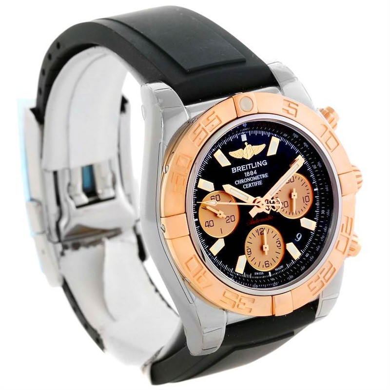 Breitling Chronomat 41 Chrono Steel Rose Gold Watch CB014012 Unworn SwissWatchExpo