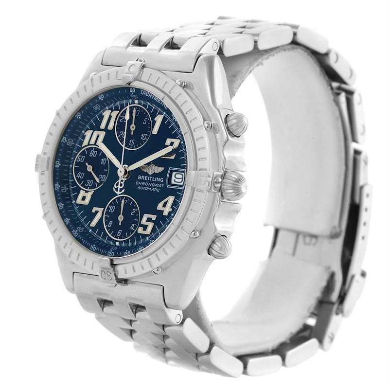 Breitling Chronomat Blackbird Blue Dial Mens Watch A13350 SwissWatchExpo