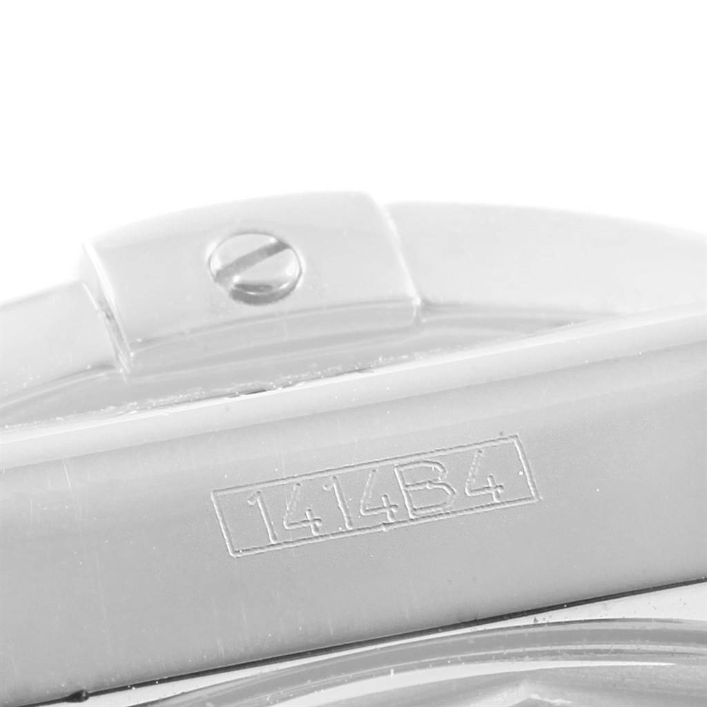 The image shows a close-up of the clasp with the serial number on a Breitling Chronomat AB0114 Men's Stainless Steel Black Dial AB0114 Men's Stainless Steel Black Dial watch.