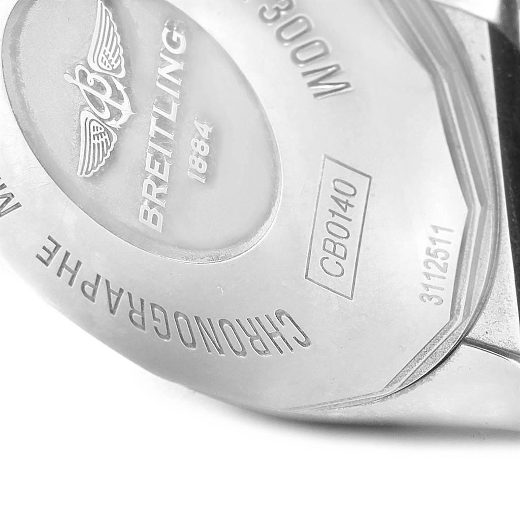 The image shows the back case of a Breitling Chronomat CB014012 Men
s Steel and Gold (two tone) Silver Dial CB014012 Men
s Steel and Gold (two tone) Silver Dial watch, highlighting the brand logo and model details.