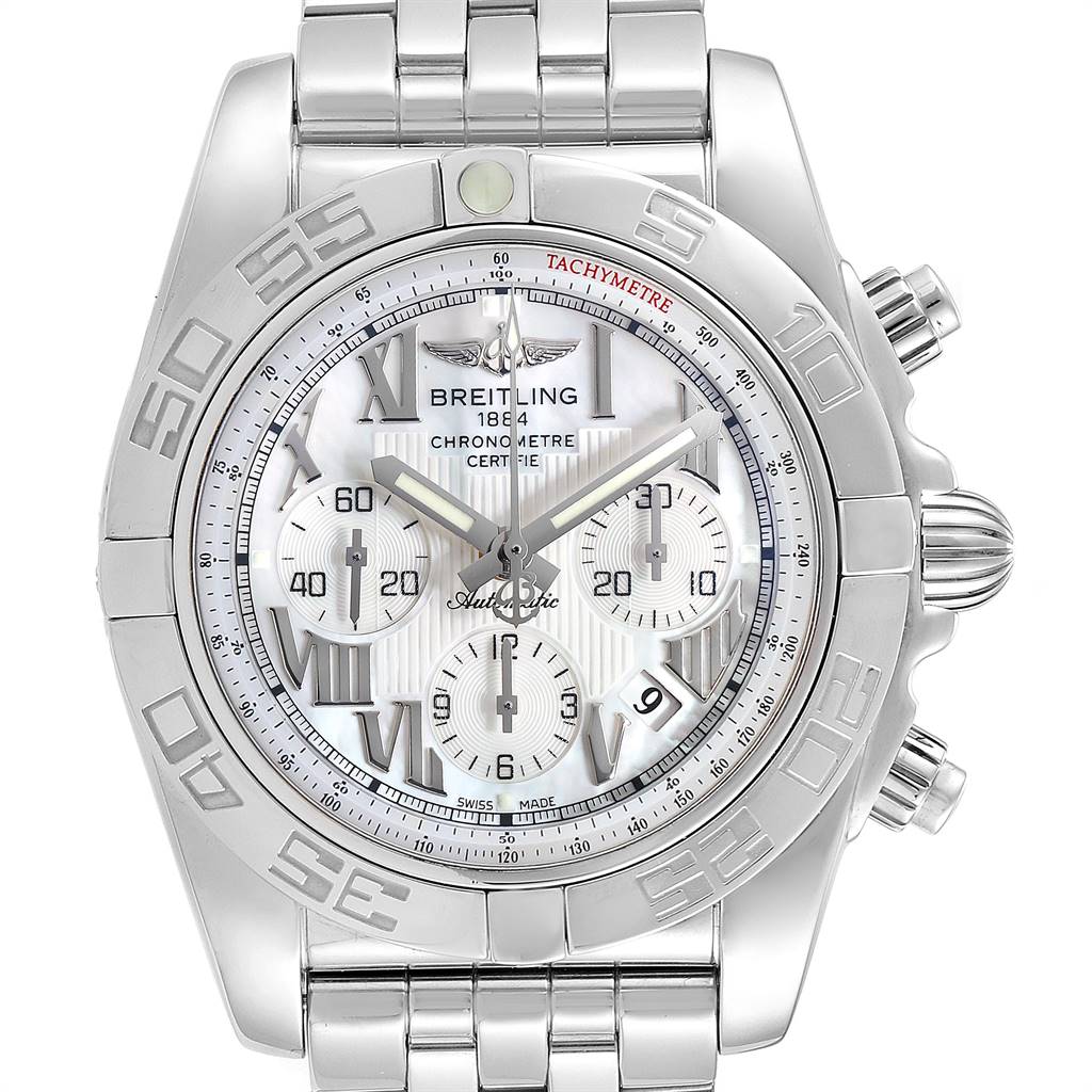 Breitling Chronomat 01 Mother of Pearl Steel Mens Watch AB0110 Box ...