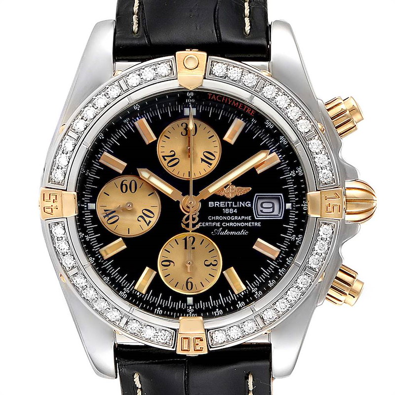 Breitling Chronomat Steel 18K Yellow Gold Diamond Mens Watch B13356 SwissWatchExpo