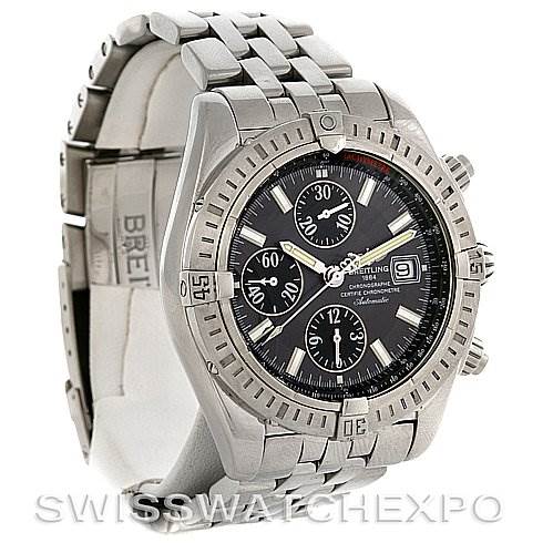 The image shows a front-angle view of a Breitling Chronomat A1335611/F517 Men's Stainless Steel Grey Dial A1335611/F517 Men's Stainless Steel Grey Dial watch displaying its face, bezel, and metal strap.