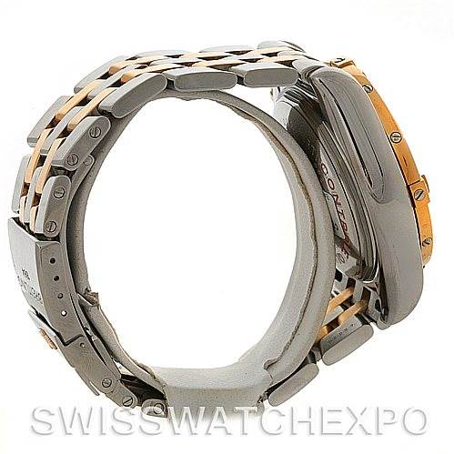 The image shows a side view of the Breitling Chronomat C13356 Men's Steel and Gold (two tone) White Dial C13356 Men's Steel and Gold (two tone) White Dial watch, highlighting its strap and case.