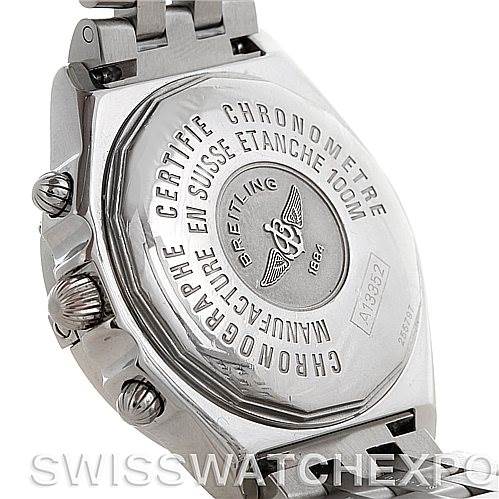 The image shows the back casing and side pushers of a Breitling Chronomat A13352 Men's Stainless Steel Blue Dial A13352 Men's Stainless Steel Blue Dial watch.