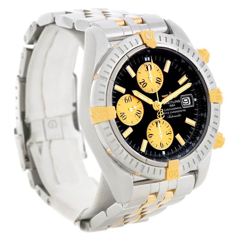 Breitling Chronomat Steel 18K Gold Black Dial Watch B13356 SwissWatchExpo