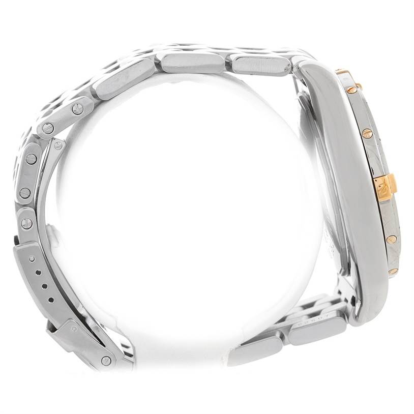 The image shows a side view of a Breitling Chronomat B49350 Men's Stainless Steel Mother of Pearl Dial B49350 Men's Stainless Steel Mother of Pearl Dial watch, highlighting its bracelet and the side of the case.