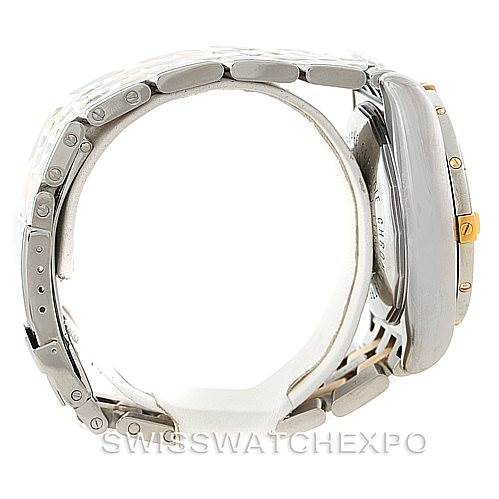 The image shows a side view of a Breitling Chronomat B13356 Men's Steel and Gold (two tone) Silver Dial B13356 Men's Steel and Gold (two tone) Silver Dial watch, focusing on the bracelet and case.