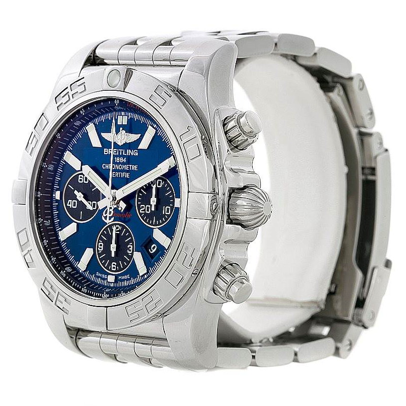 Breitling Chronomat 01 Blue Dial Steel Mens Watch AB0110 SwissWatchExpo