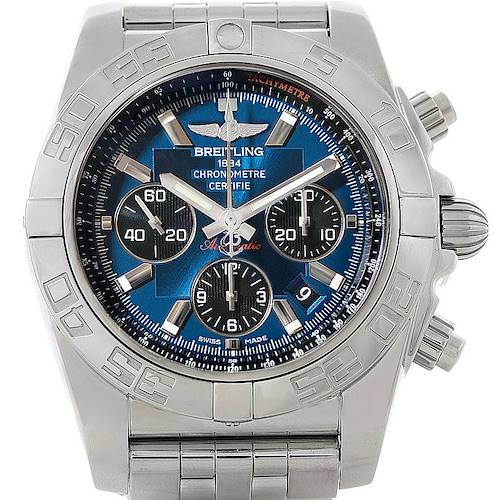 Photo of Breitling Chronomat 01 Blue Dial Steel Mens Watch AB0110