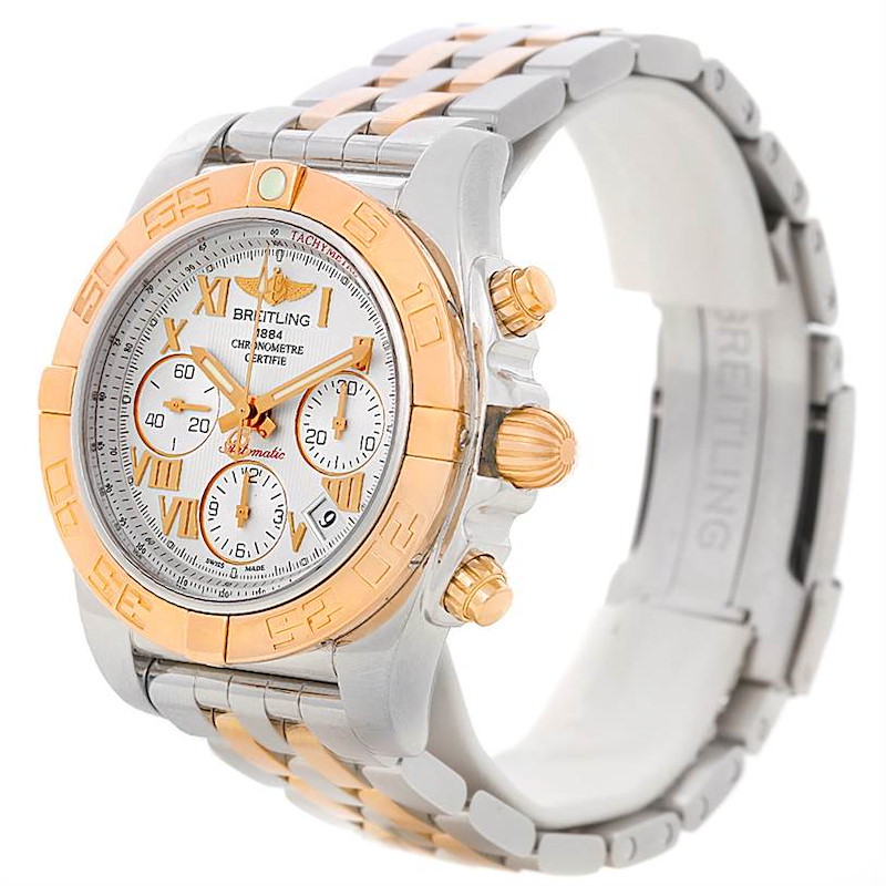 Breitling Chronomat 41 Chronograph Steel Rose Gold Watch CB0140 Box Papers SwissWatchExpo