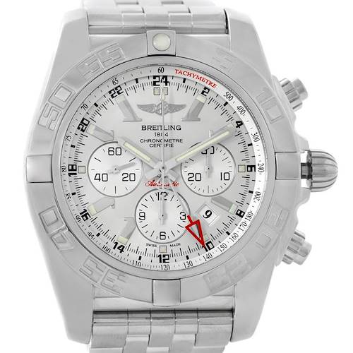 Photo of Breitling Chronomat GMT Silver Dial Steel Mens Watch AB0410