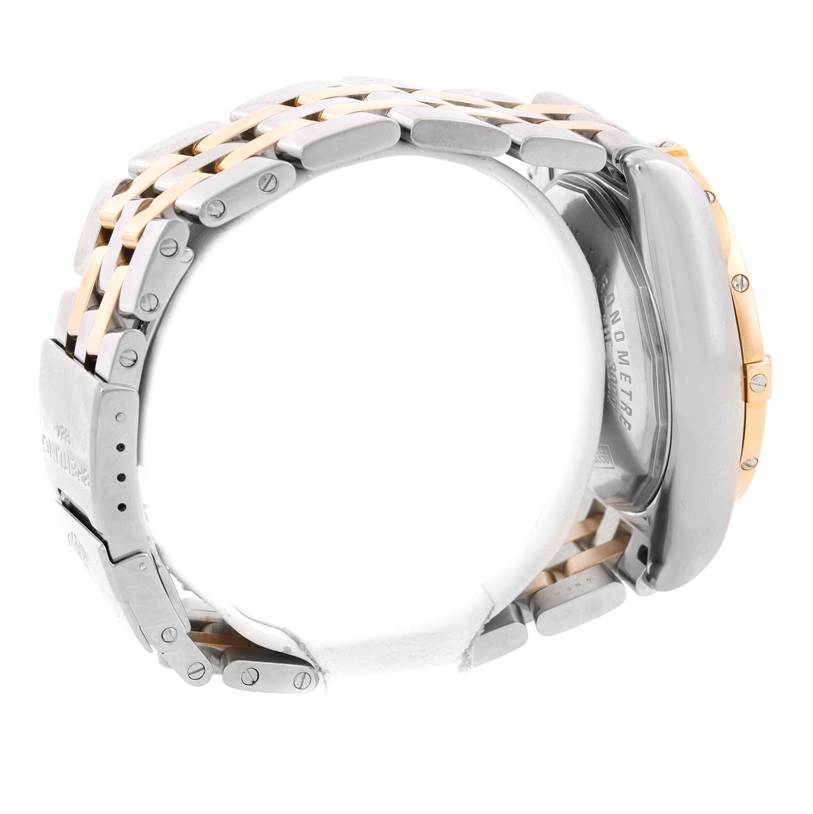 This image shows a side view of the Breitling Chronomat C13356 Men's Steel and Gold (two tone) White Dial C13356 Men's Steel and Gold (two tone) White Dial watch, highlighting its bracelet and case.
