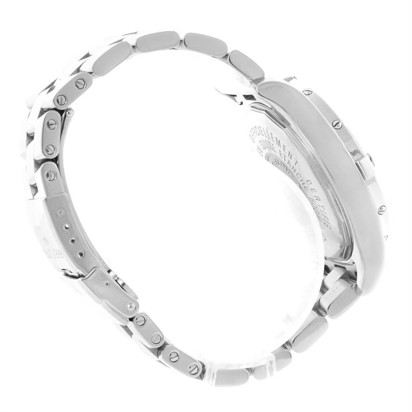 The image shows a side view of the Breitling Colt A17380 Men's Stainless Steel Silver Dial A17380 Men's Stainless Steel Silver Dial watch, highlighting its metal bracelet and case back.