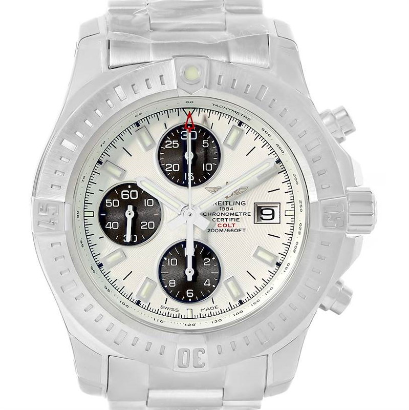 Breitling Colt Automatic Chronograph White Dial Watch A13388 Unworn Swisswatchexpo 