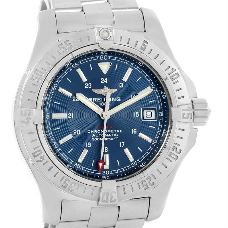 Breitling Colt Automatic Stainless Steel Blue Dial Mens Watch A17380 ...