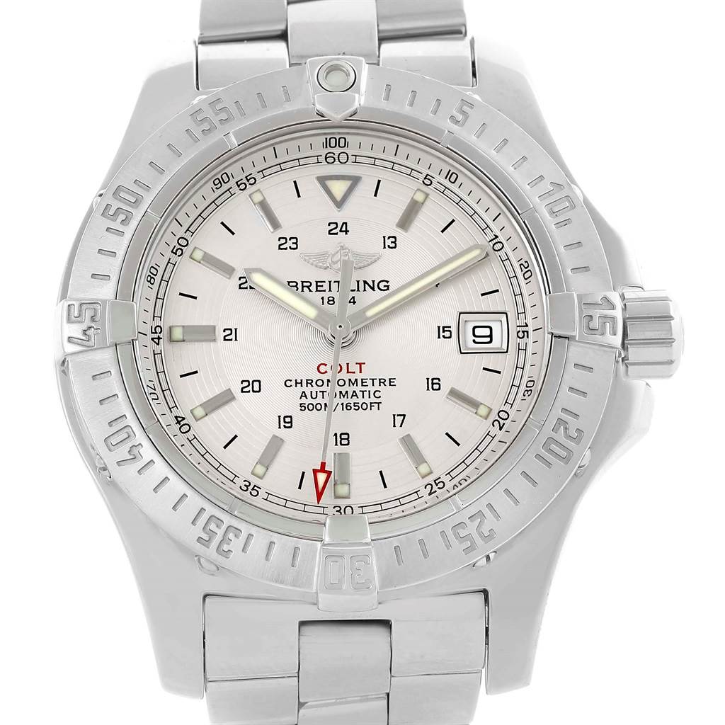 Breitling Colt Silver Dial Stainless Steel Automatic Mens Watch A17380 ...