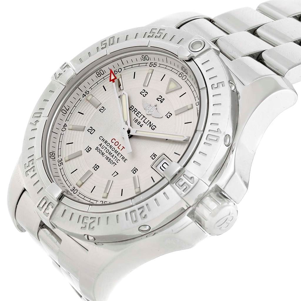 Breitling Colt Silver Dial Stainless Steel Automatic Mens Watch A17380 ...