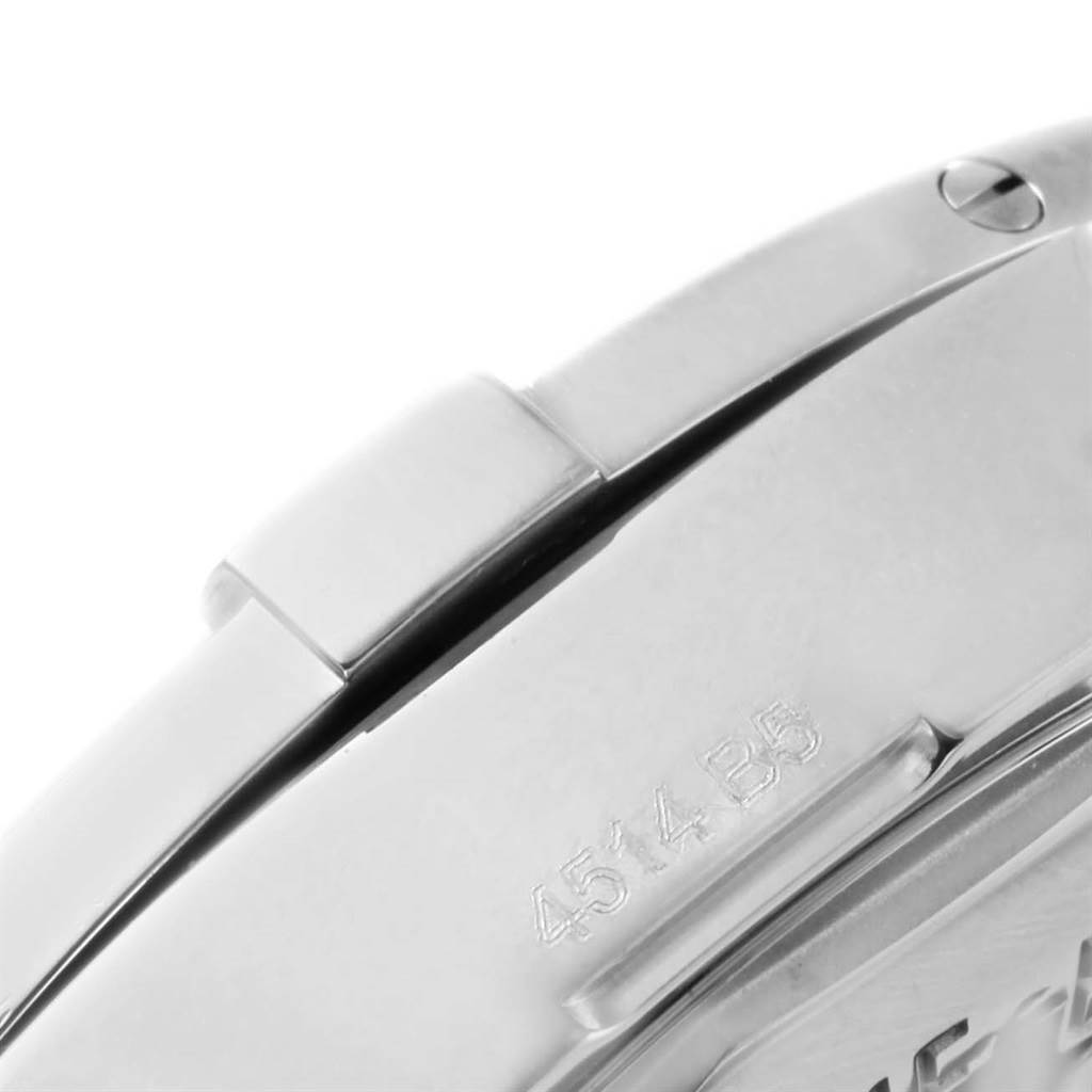 The image shows a close-up of the side and back detailing of the Breitling Colt A17388 Men
s Stainless Steel Blue Dial A17388 Men
s Stainless Steel Blue Dial watch.