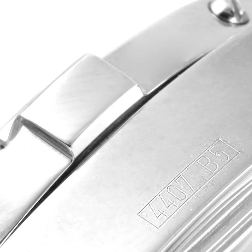 This image shows a close-up of the clasp and part of the metal bracelet of a Breitling Colt A32350 Men's Stainless Steel Blue Dial A32350 Men's Stainless Steel Blue Dial watch.