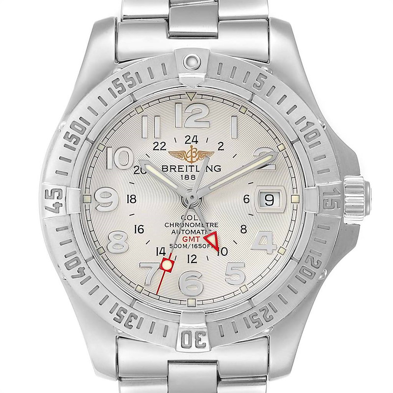 Breitling Colt GMT Automatic Silver Dial Steel Mens Watch A32350 SwissWatchExpo