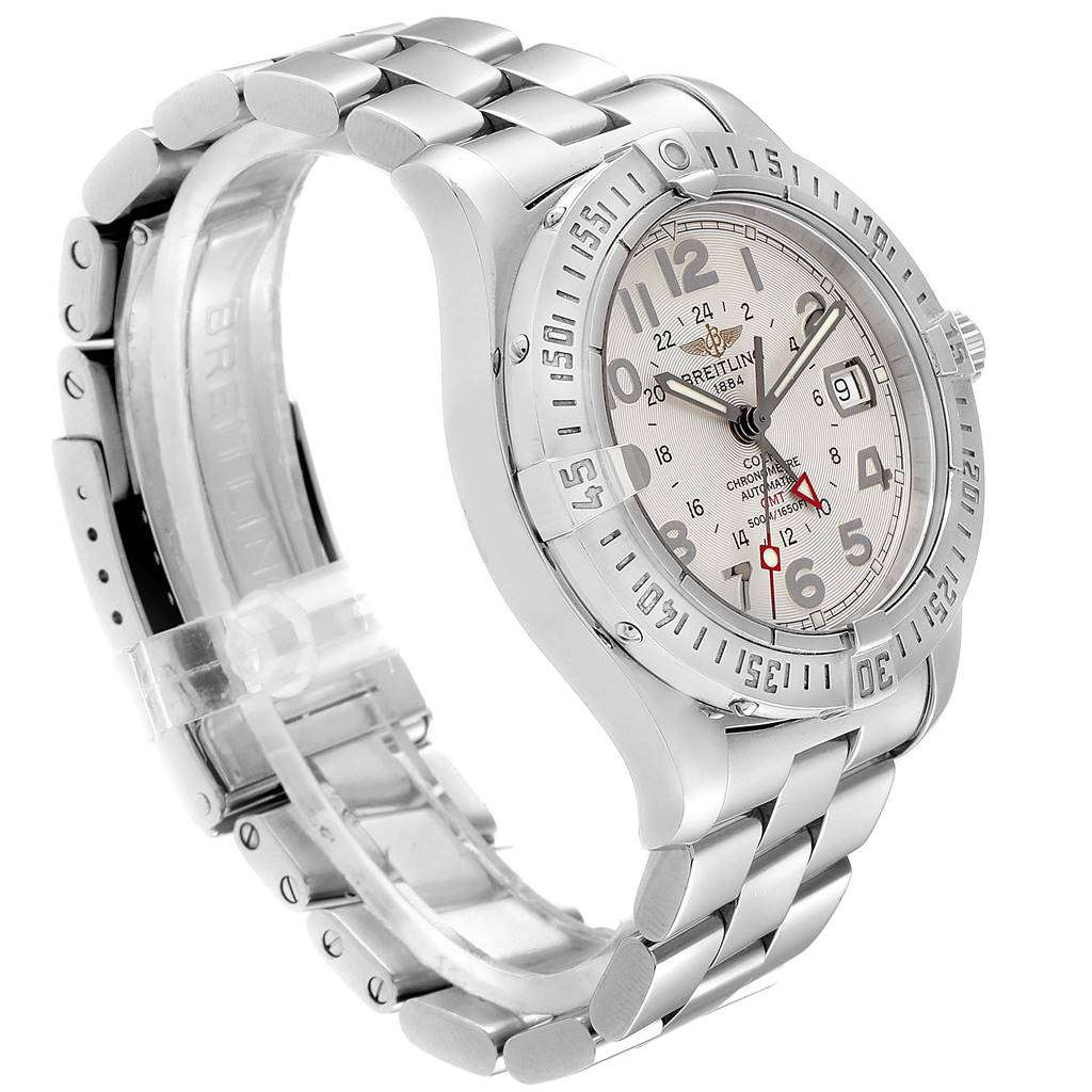Breitling Colt GMT Automatic Silver Dial Steel Mens Watch A32350 ...