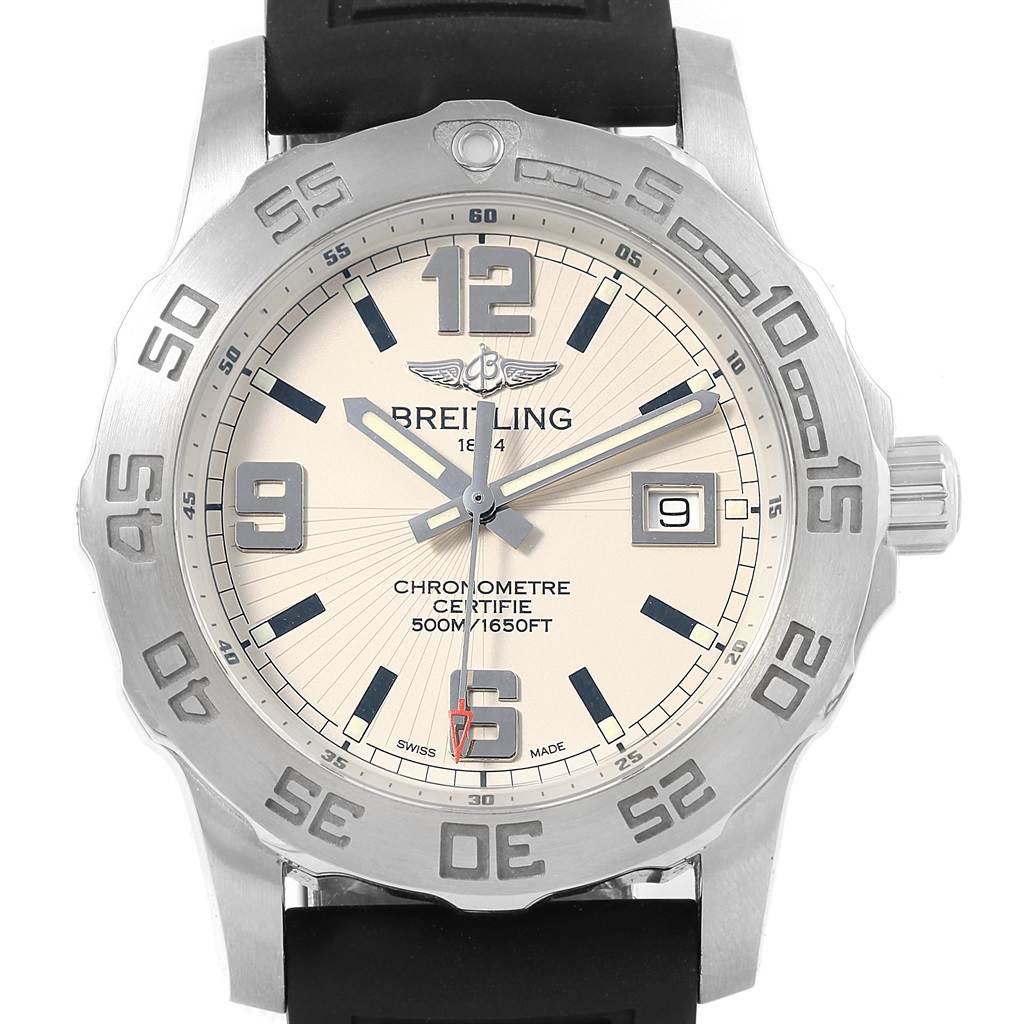 Breitling Colt 44 Silver Dial Quartz Steel Mens Watch A74387 Box Papers ...