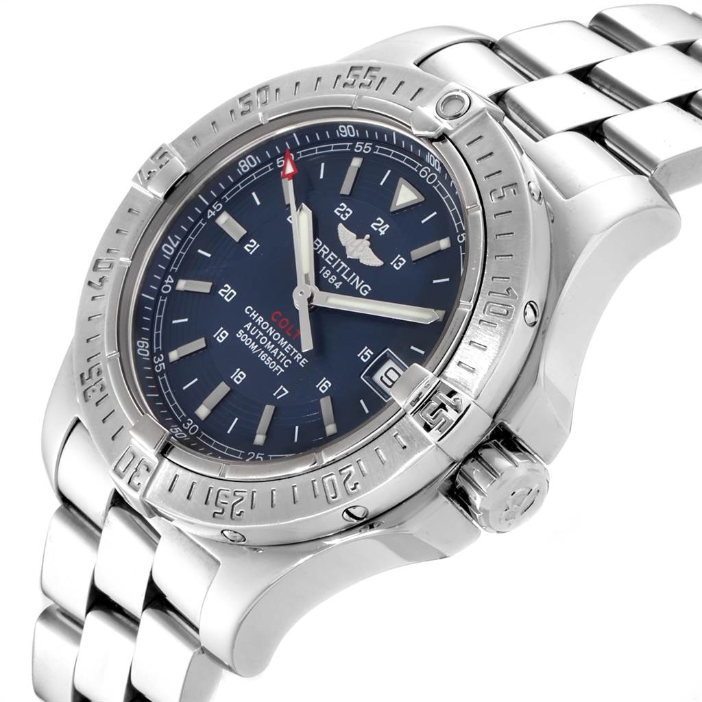 Breitling Colt 41mm Blue Dial Steel Mens Watch A17380 | SwissWatchExpo
