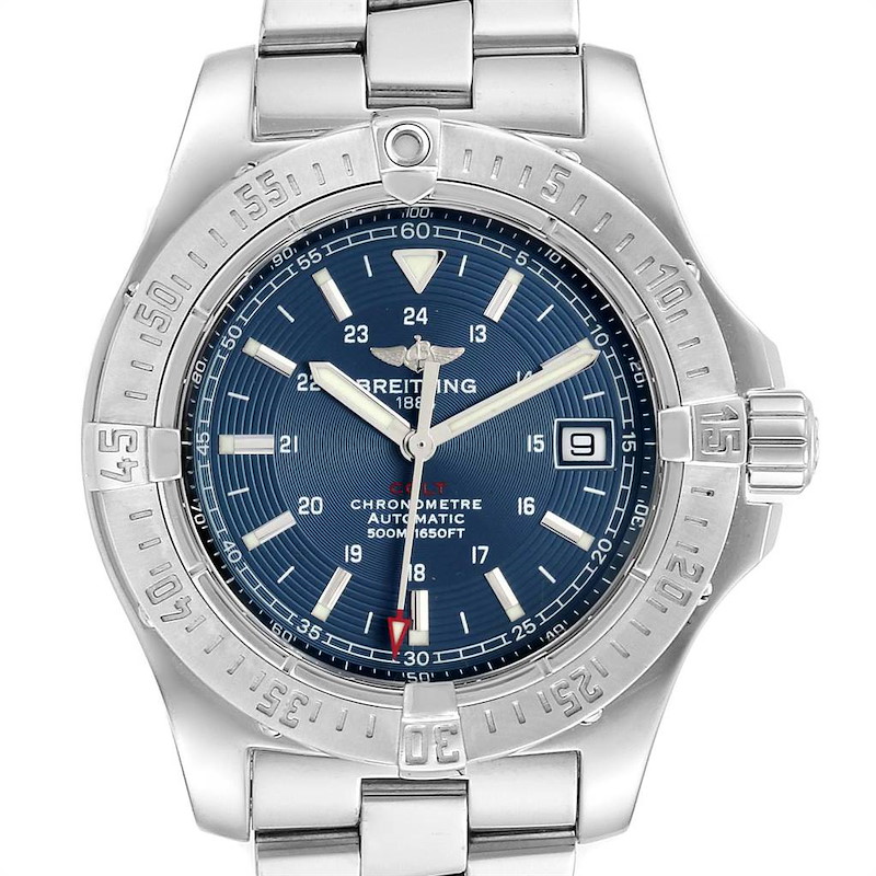 Breitling Colt 41mm Blue Dial Steel Mens Watch A17380 SwissWatchExpo