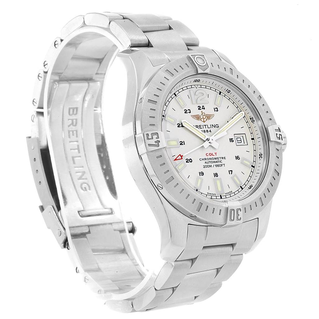 Breitling Colt White Dial Automatic Steel Mens Watch A17388 Box Card ...