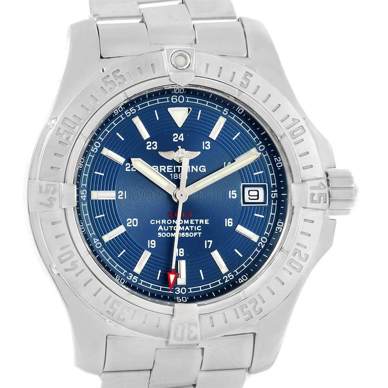 Breitling Colt 41mm Blue Dial Steel Mens Watch A17380 Box Papers SwissWatchExpo