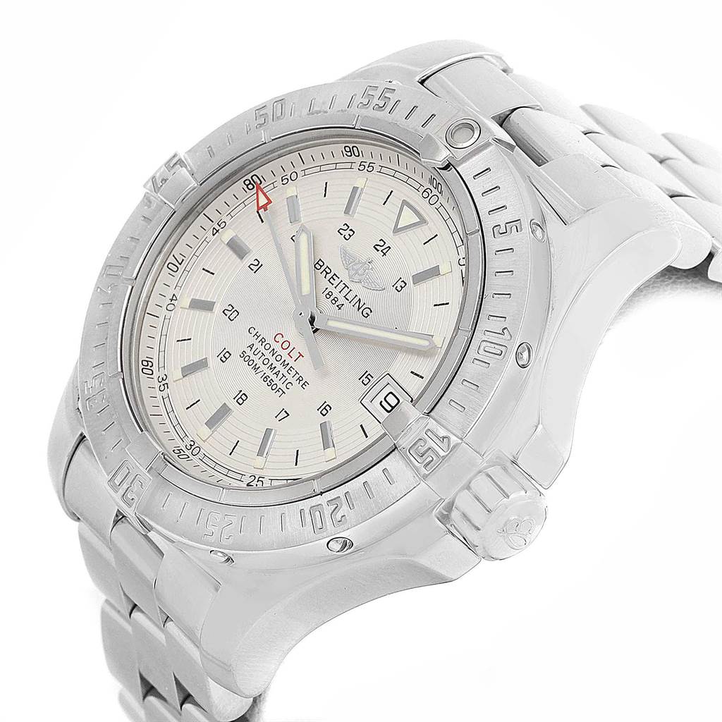 Breitling Colt 41mm Silver Dial Automatic Steel Mens Watch A17380 ...