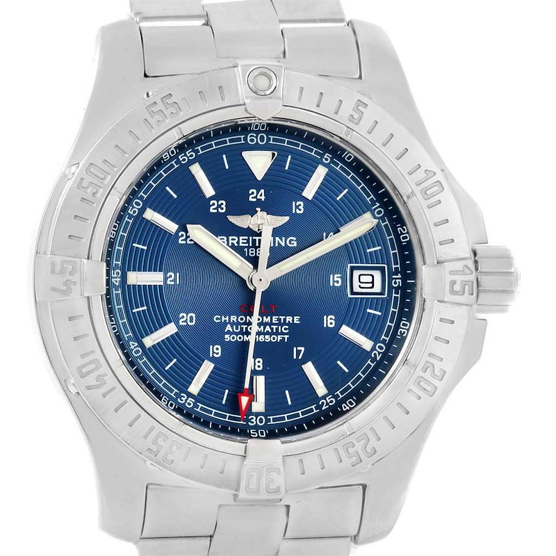 Breitling Colt Blue Dial Automatic Steel Mens Watch A17380 SwissWatchExpo