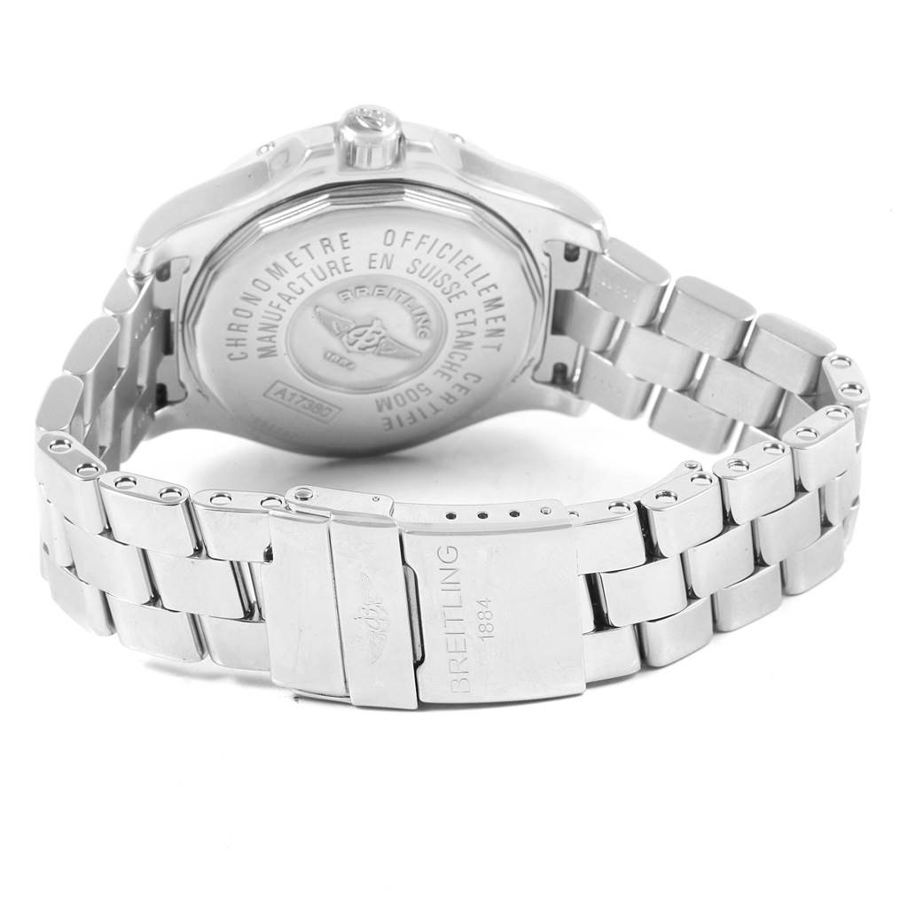 The image shows the back case and metal bracelet of the Breitling Colt A17380 Men's Stainless Steel Blue Dial A17380 Men's Stainless Steel Blue Dial watch.