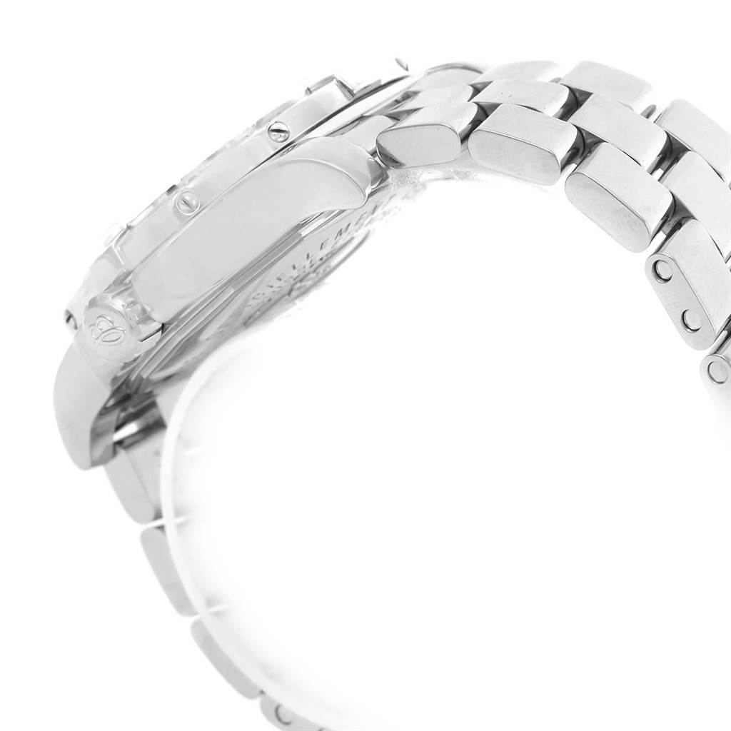 The image shows a side view of the Breitling Colt A17380 Men's Stainless Steel Blue Dial A17380 Men's Stainless Steel Blue Dial watch, focusing on the case and the metal bracelet.